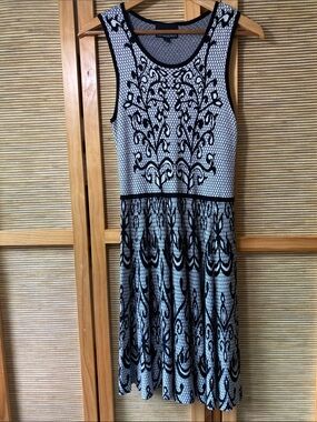 Cynthia Rowley Smashing Black & White Knit Dress Sz L
